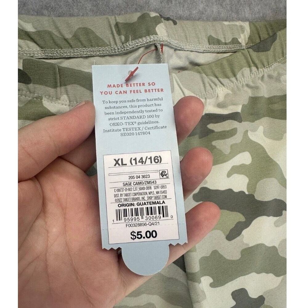 Cat & Jack Girls Shorts Sage Green Camo XL 14/16 Stretch Bike Cotton Blend - Picture 4 of 6